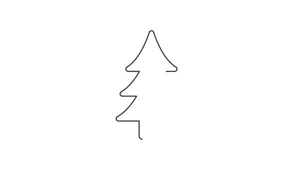 Μαύρο εικονίδιο Δέντρου γραμμής απομονωμένο σε λευκό φόντο. Σύμβολο δάσους. 4K Γραφική κίνηση κίνησης βίντεο — Αρχείο Βίντεο