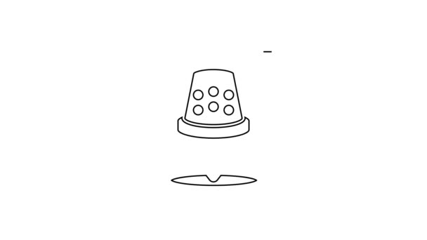 Línea negra Dedo para coser icono aislado sobre fondo blanco. Animación gráfica de vídeo 4K — Vídeo de stock