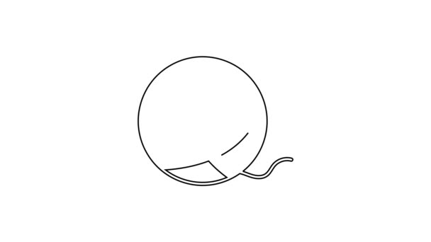 Μαύρη γραμμή Yarn μπάλα εικονίδιο απομονώνονται σε λευκό φόντο. Ετικέτα για χειροποίητα, πλεκτά ή ραφείο. 4K Γραφική κίνηση κίνησης βίντεο — Αρχείο Βίντεο