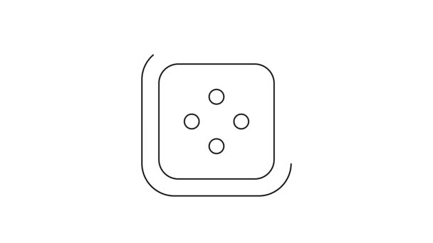 Черная линия Швейная кнопка для иконки одежды изолированы на белом фоне. Кнопка одежды. Видеографическая анимация 4K — стоковое видео