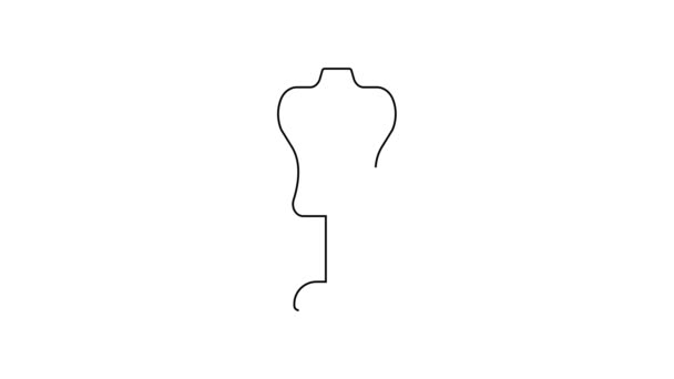 Black line Mannequin icon isolated on white background. Tailor dummy. 4K Video motion graphic animation