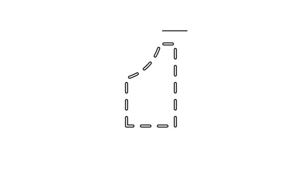Linha preta ícone padrão de costura isolado no fundo branco. Marcas para costura. Animação gráfica em movimento de vídeo 4K — Vídeo de Stock