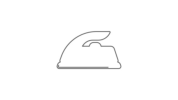 Black line Electric iron icon isolated on white background. Steam iron. 4K Video motion graphic animation — Stock Video