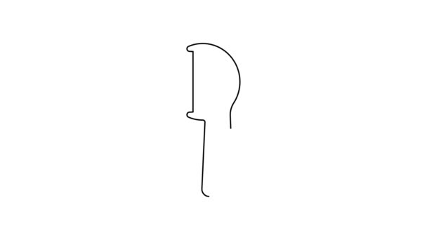 Línea negra Icono de hilo dental aislado sobre fondo blanco. Animación gráfica de vídeo 4K — Vídeo de stock