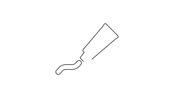 Черная линия тюбик иконки зубной пасты изолированы на белом фоне. Видеографическая анимация 4K — стоковое видео