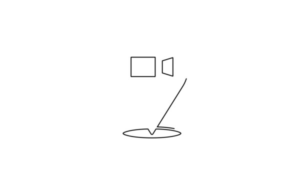 Černá čára Video chat konference ikona izolované na bílém pozadí. Domovská stránka pracovní schůzky online. Správa vzdáleného projektu. Grafická animace pohybu videa 4K — Stock video