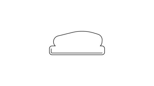 Línea negra Icono de filete de pescado aislado sobre fondo blanco. Animación gráfica de vídeo 4K — Vídeo de stock