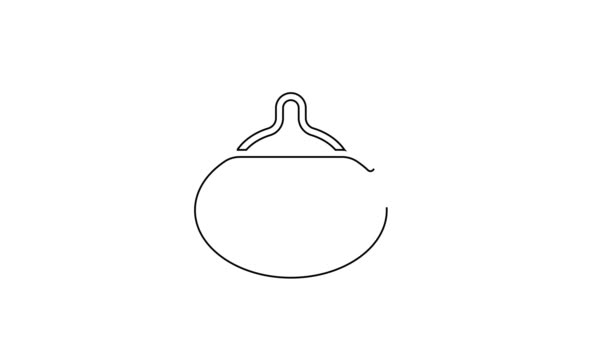 Black line Traditional tea ceremony icon isolated on white background. Teapot with cup. 4K Video motion graphic animation — Stock Video