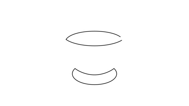 Línea negra Salsa de soja en bowl icono aislado sobre fondo blanco. Animación gráfica de vídeo 4K — Vídeos de Stock