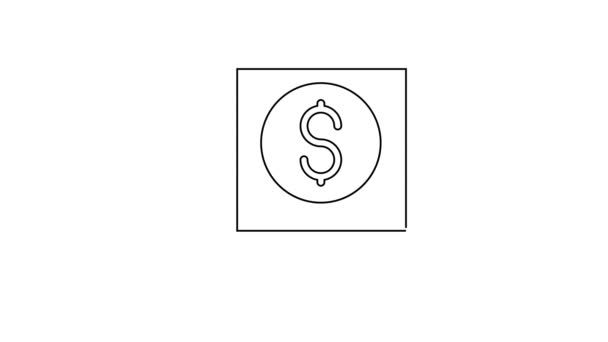 Ligne noire icône du livre financier isolé sur fond blanc. Animation graphique de mouvement vidéo 4K — Video