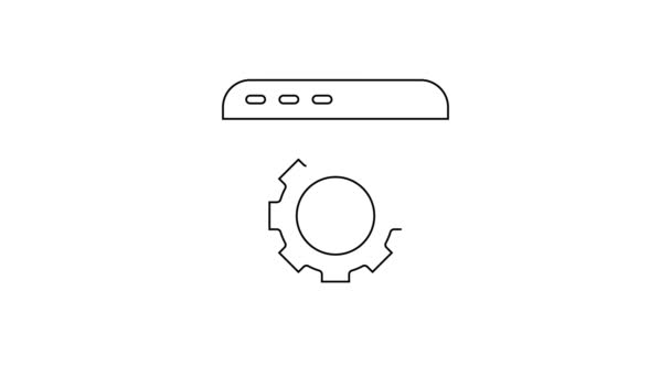 Linha preta ícone de configuração do navegador isolado no fundo branco. Ajuste, serviço, manutenção, reparação, fixação. Animação gráfica em movimento de vídeo 4K — Vídeo de Stock
