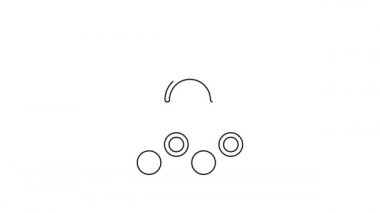 Siyah çizgi dolu bulutu simgesi beyaz arkaplanda izole edildi. 4K Video hareketli grafik canlandırması