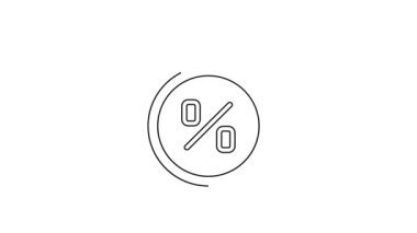 Siyah çizgi Kronometre beyaz arka planda yüzde yüz indirim simgesiyle izole edilmiş. Zaman göstergesi. 4K Video hareketli grafik canlandırması