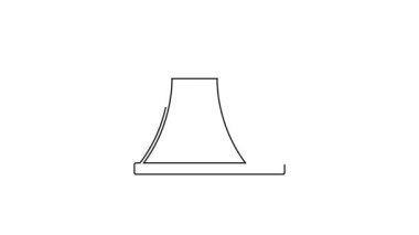 Siyah çizgi Nükleer Santral ikonu beyaz arka planda izole edildi. Enerji endüstrisi konsepti. 4K Video hareketli grafik canlandırması