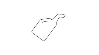 Beyaz arka planda izole edilmiş motor makine yağı ikonu için siyah çizgi kutusu. Benzin bidonu. Yağ değiştirme ve onarım servisi. 4K Video hareketli grafik canlandırması