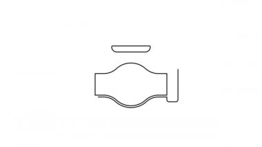 Beyaz arka planda siyah çizgili yağ borusu ve kapakçık simgesi var. 4K Video hareketli grafik canlandırması