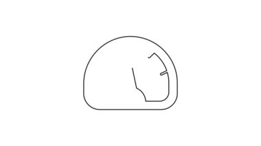 Beyaz arkaplanda siyah çizgi hız göstergesi simgesi izole edildi. 4K Video hareketli grafik canlandırması