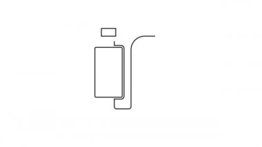 Siyah çizgi araba susturucusu simgesi beyaz arkaplanda izole edildi. Egzoz borusu. 4K Video hareketli grafik canlandırması