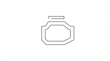 Siyah çizgi kontrol motor simgesi beyaz arkaplanda izole edildi. 4K Video hareketli grafik canlandırması