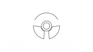 Siyah çizgili direksiyon ikonu beyaz arka planda izole edildi. Araba tekeri ikonu. 4K Video hareketli grafik canlandırması