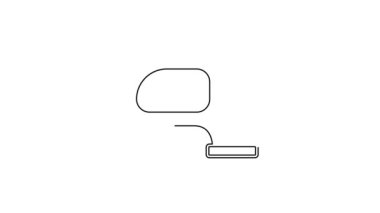 Siyah çizgi araba ayna ikonu beyaz arkaplanda izole edildi. 4K Video hareketli grafik canlandırması