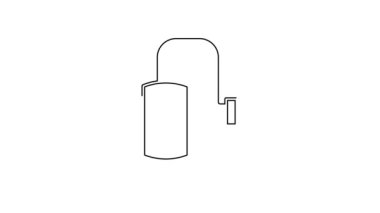 Siyah çizgi araba susturucusu simgesi beyaz arkaplanda izole edildi. Egzoz borusu. 4K Video hareketli grafik canlandırması