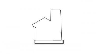 Siyah çizgi Smithy atölye iç simgesi beyaz arka planda izole edildi. 4K Video hareketli grafik canlandırması