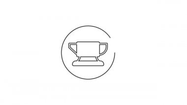 Siyah çizgi demirci örs aracı simgesi beyaz arkaplanda izole edildi. Metal dövmesi. Kalpazanlık aleti. 4K Video hareketli grafik canlandırması