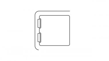 Siyah çizgi güvenli simgesi beyaz arkaplanda izole edildi. Kapı, şifreli bir banka kasası. Güvenilir Veri Koruma. 4K Video hareketli grafik canlandırması