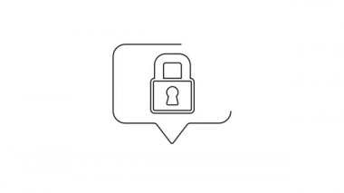 Siyah çizgi kilidi simgesi beyaz arkaplanda izole edildi. Asma kilit işareti. Güvenlik, güvenlik, koruma, gizlilik kavramı. 4K Video hareketli grafik canlandırması