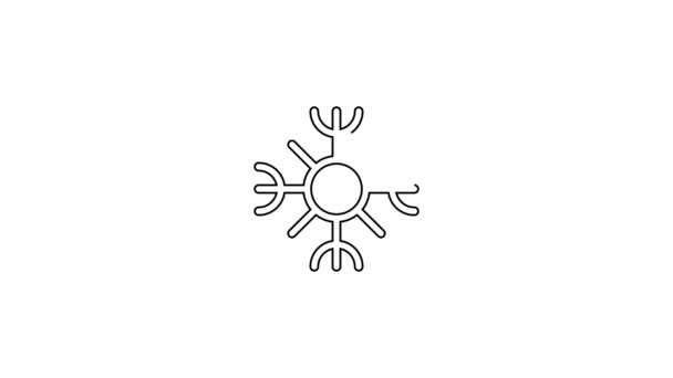 Zwarte lijn Snowflake pictogram geïsoleerd op witte achtergrond. 4K Video motion grafische animatie — Stockvideo