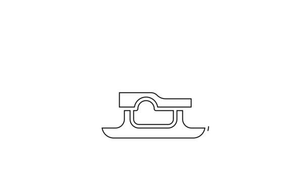 Icono de Patines de línea negra aislado sobre fondo blanco. Icono de zapatos de patín de hielo. Botas deportivas con cuchillas. Animación gráfica de vídeo 4K — Vídeos de Stock