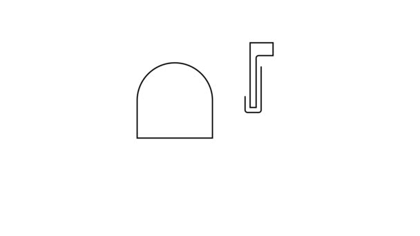 Svart linje Mail box ikon isolerad på vit bakgrund. Brevlådeikonen. Brevlåda på stolpe med flagga. 4K Video motion grafisk animation — Stockvideo