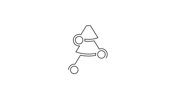 Schwarze Linie Weihnachtsbaum mit Dekorationen Symbol isoliert auf weißem Hintergrund. Frohe Weihnachten und ein gutes neues Jahr. 4K Video Motion Grafik Animation — Stockvideo