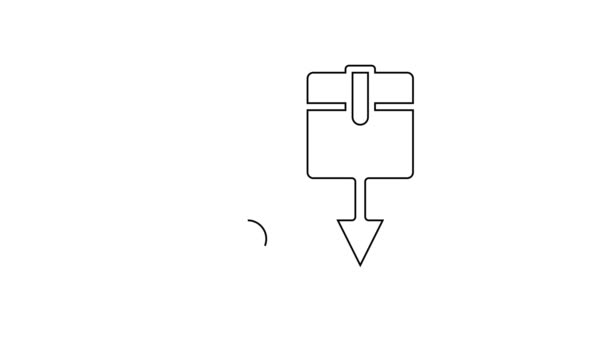 Zwarte lijn Fiscaal kartonnen doos pictogram geïsoleerd op witte achtergrond. Doos, pakje, pakketteken. Levering en verpakking. 4K Video motion grafische animatie — Stockvideo