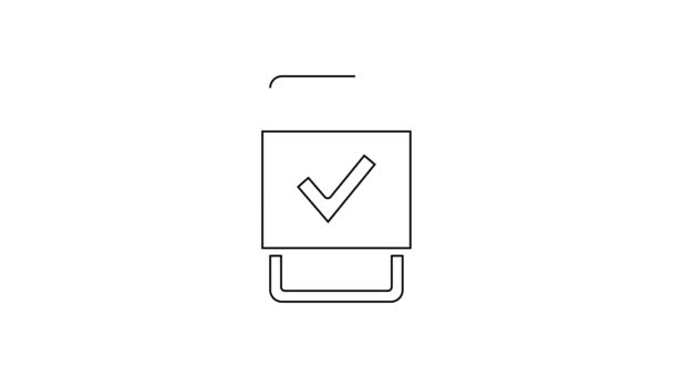 Black line Mobile phone shopping icon isolated on white background. Online buying symbol. Supermarket basket symbol. 4K Video motion graphic animation — Stock Video