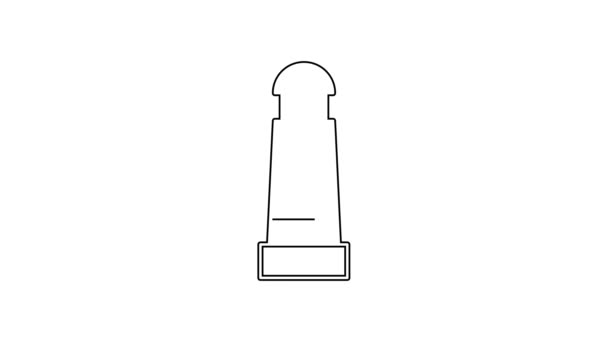 Icono del faro de línea negra aislado sobre fondo blanco. Animación gráfica de vídeo 4K — Vídeos de Stock