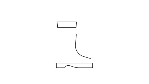 Černá čára Rybářské boty ikona izolované na bílém pozadí. Vodotěsné gumové boty. Žvýkačky pro deštivé počasí, rybaření, lovce, zahradničení. Grafická animace pohybu videa 4K — Stock video