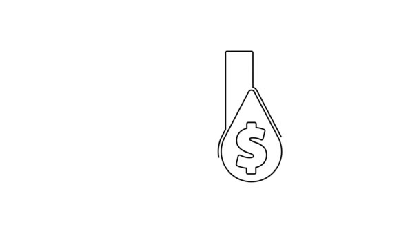 Línea negra Infografía gráfica del gráfico del pastel y símbolo del dólar aislados sobre fondo blanco. Signo de diagrama gráfico. Animación gráfica de vídeo 4K — Vídeo de stock