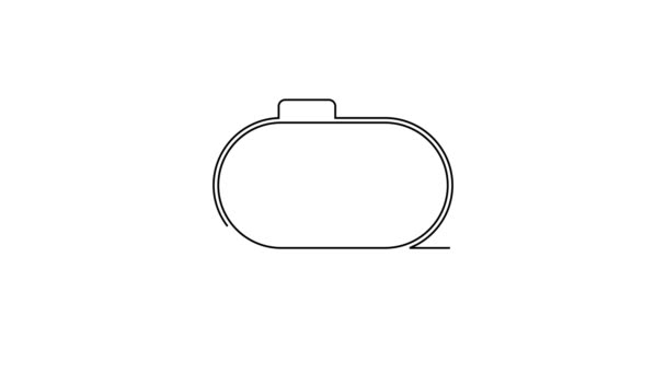 Beyaz arka planda siyah çizgi petrol depolama ikonu izole edildi. Petrol ve gaz endüstrisi için gemi deposu. Petrol tankı teknoloji istasyonu. 4K Video hareketli grafik canlandırması — Stok video
