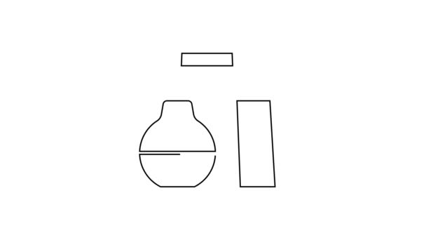 Línea negra Icono de almacenamiento del tanque de aceite aislado sobre fondo blanco. Depósito para buques industriales de petróleo y gas. Estación de tecnología de tanques de aceite. Animación gráfica de vídeo 4K — Vídeos de Stock