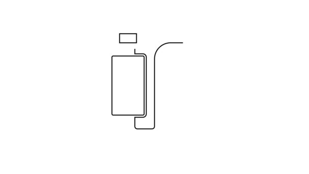 Schwarze Linie Auto Schalldämpfer Symbol isoliert auf weißem Hintergrund. Auspuffrohr. 4K Video Motion Grafik Animation — Stockvideo