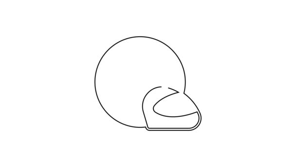 Zwarte lijn Racing helm pictogram geïsoleerd op witte achtergrond. Extreme sport. Sportuitrusting. 4K Video motion grafische animatie — Stockvideo