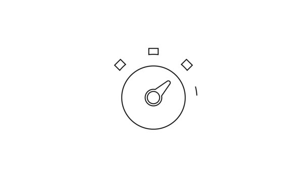 Zwarte lijn Stopwatch pictogram geïsoleerd op witte achtergrond. Tijdklok teken. Chronometerteken. 4K Video motion grafische animatie — Stockvideo