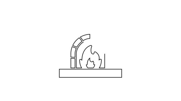 Black line Blacksmith oven icon isolated on white background. 4K Video motion graphic animation — Stockvideo