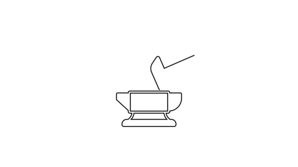 Ligne noire Outil d'enclume forgeron et icône marteau isolé sur fond blanc. Forgeage de métal. Outil de forge. Animation graphique de mouvement vidéo 4K — Video
