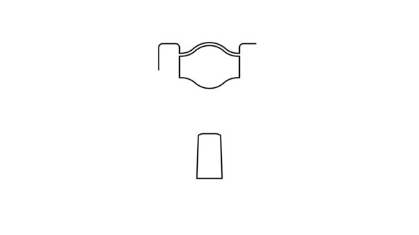 Zwarte lijn Hamer pictogram geïsoleerd op witte achtergrond. Gereedschap voor reparatie. 4K Video motion grafische animatie — Stockvideo