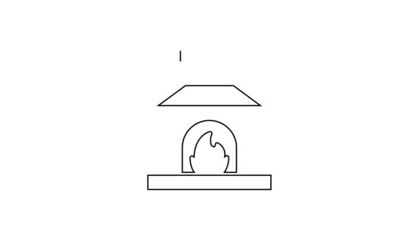Ligne noire icône du four forgeron isolé sur fond blanc. Animation graphique de mouvement vidéo 4K — Video