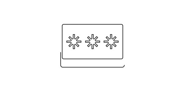 Black Line Monitor mit Kennwort-Benachrichtigungssymbol isoliert auf weißem Hintergrund. Sicherheit, persönlicher Zugang, Benutzerberechtigung, Login-Formular. 4K Video Motion Grafik Animation — Stockvideo