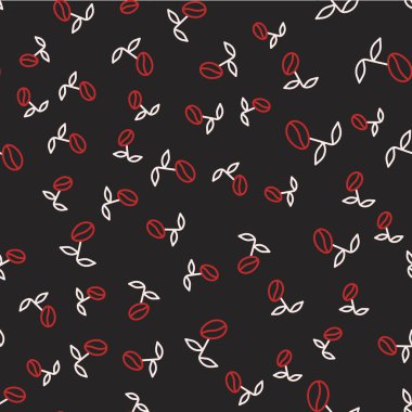 Çizgili kahve çekirdeği ikonu siyah arka planda izole edilmiş pürüzsüz desen. Vektör